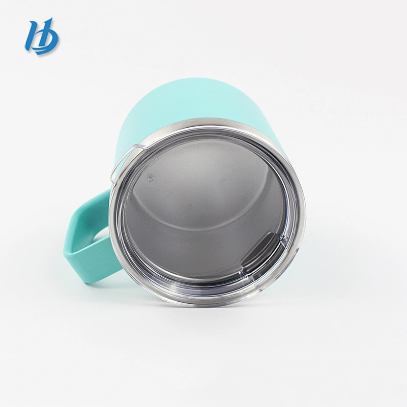 Elegant and colorful travel mugs,stainless steel small double wall glass mug with handle and lid