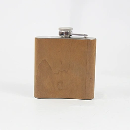real wood veneer or print wrap PU wooden leather 6oz Stainless steel hip flasks with print logo by laser