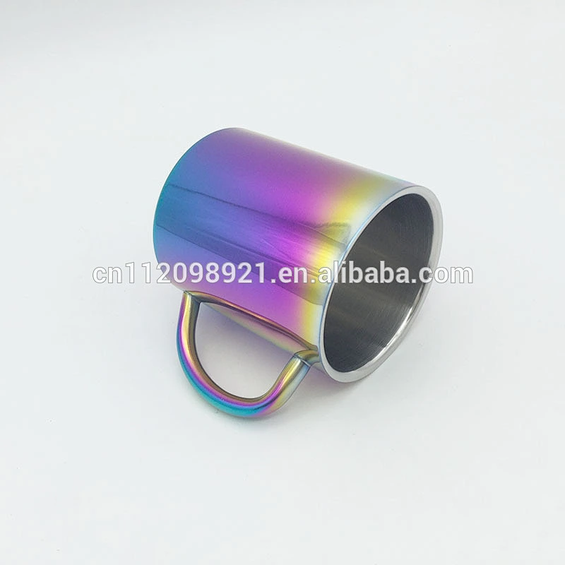 Wholesale High Quality Stainless Steel Copper Plated Coffee Mugs Rainbow Coffee Cups