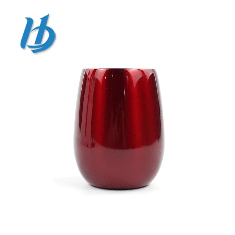 Professional standard 9 oz 304 stainless steel stemless wine glass