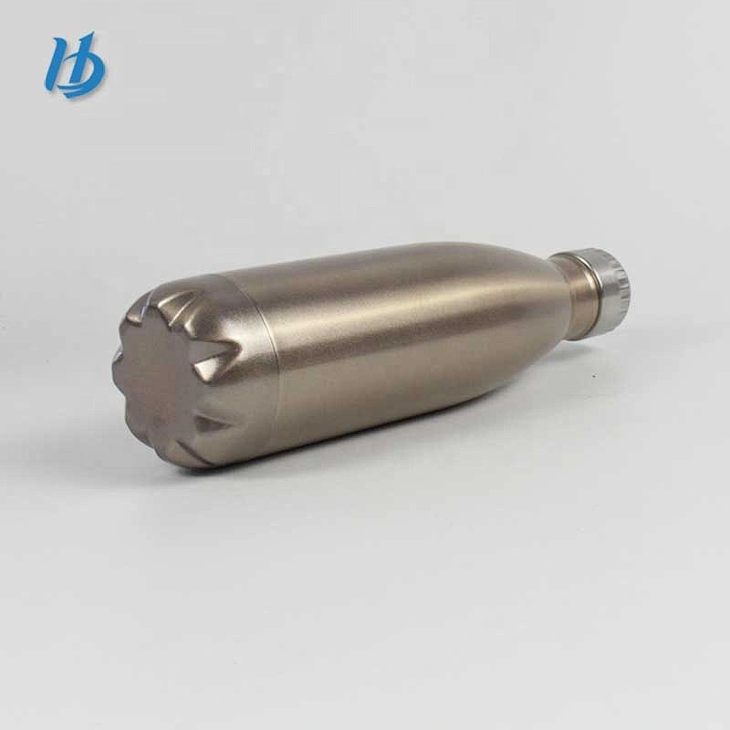 Double layer stainless steel vacuum bottle coke shaped bottle stemless portable sport vacuum bottle