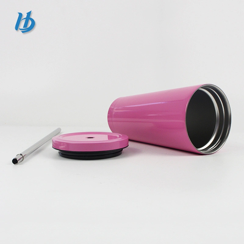 factory wholesale high quality straw double wall stainless steel drinking tumbler coffee tea mug with straw and lid