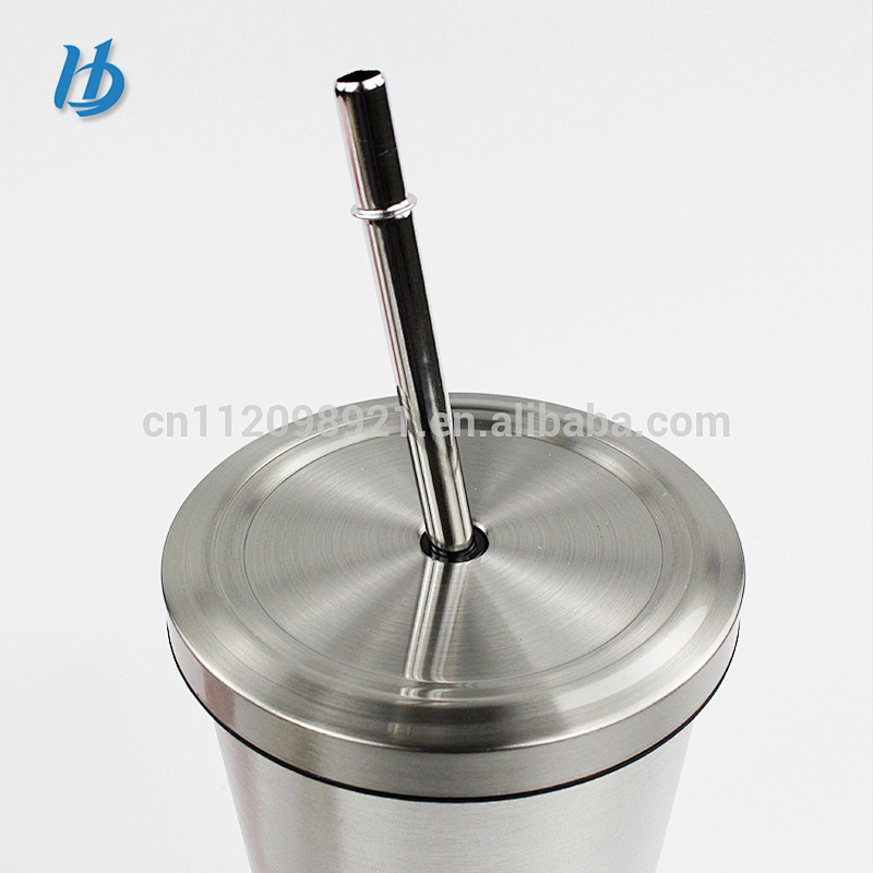 2017 New design stainless steel cup with lid and straw