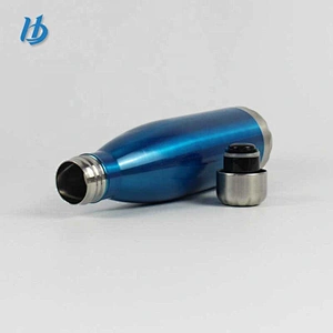 Double layer stainless steel vacuum bottle coke shaped bottle stemless portable sport vacuum bottle