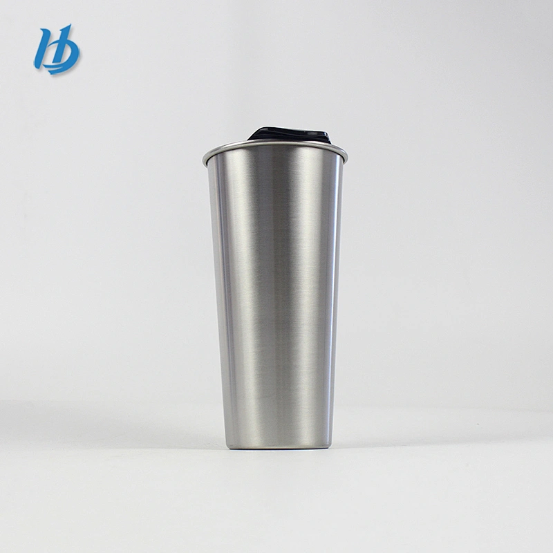 Silver color stainless steel mug 500ml coffee mug with slide lid