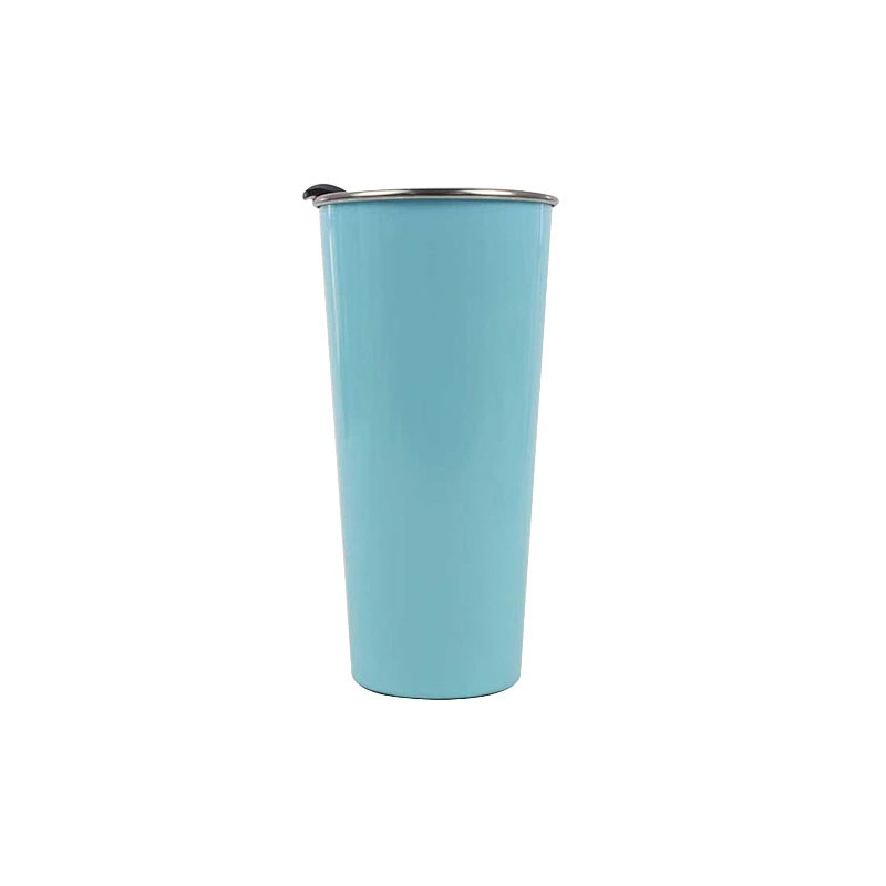 500ml custom stainless steel large diameter rolled edge coffee cup double vacuum metal beer glass