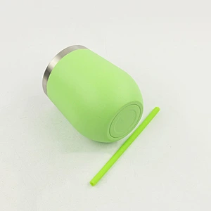 12 oz stainless steel insulated tumbler short wine glass with straw powder coated stainless steel tumbler