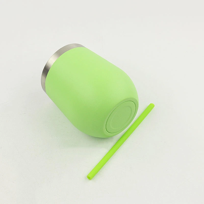 12 oz stainless steel insulated tumbler short wine glass with straw powder coated stainless steel tumbler