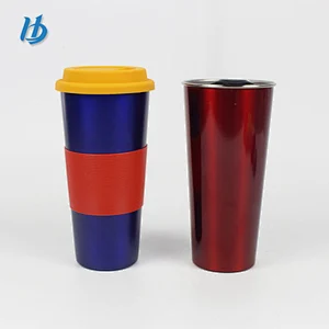 Pretty double wall stainless steel travel mug personalized coffee mug printed coffee mug with silicone lid