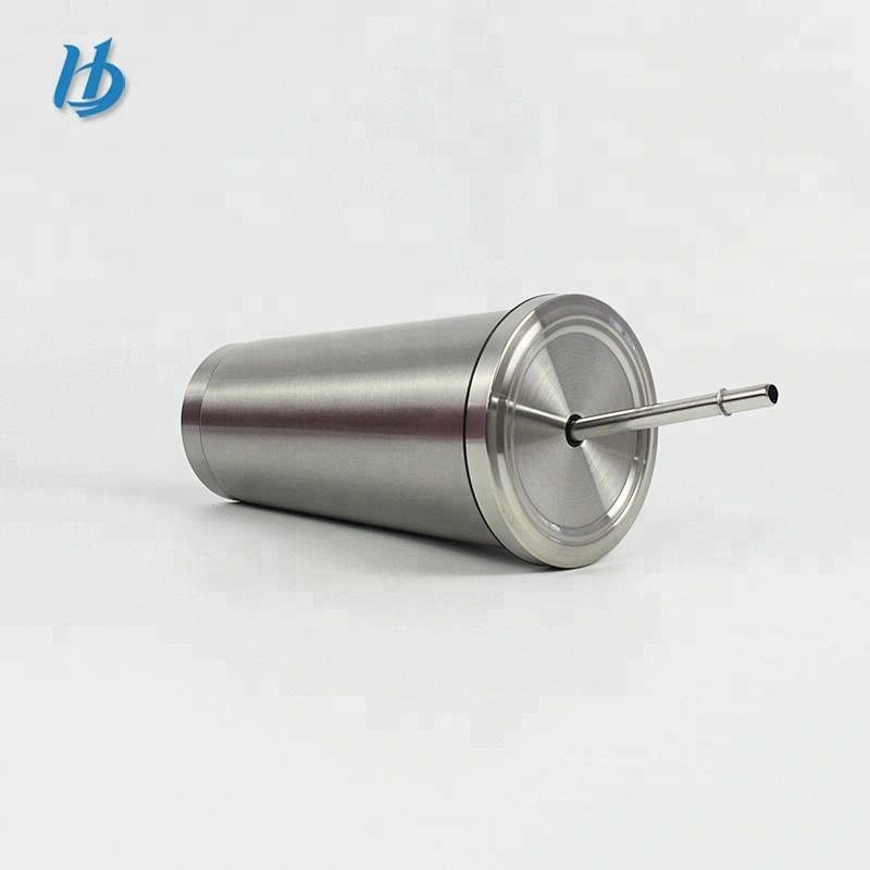 Custom double wall travel coffee mug insulated stainless steel vacuum tumbler mug cup with metal straw