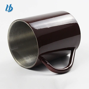 Simple design painting on the surface cup,double wall tea cup with handle