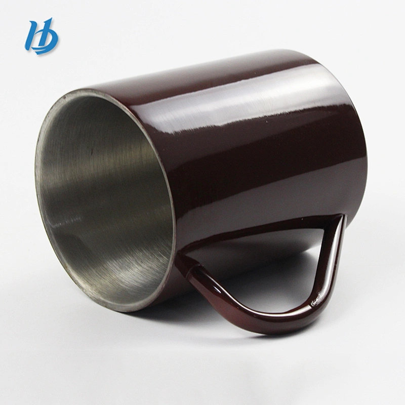 Simple design painting on the surface cup,double wall tea cup with handle