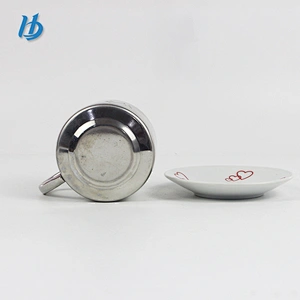 2016 Promotional Gift Wholesale Tableware Stainless Steel Coffee Cups Plate Set