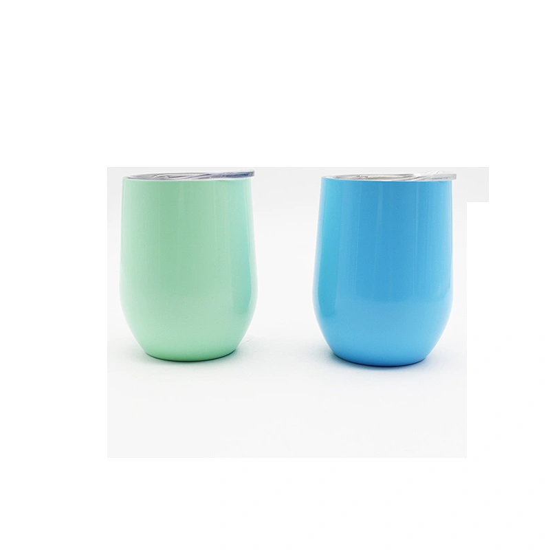 12oz Vacuum Stainless Steel Spray Painted Egg Shaped Wine Tumbler