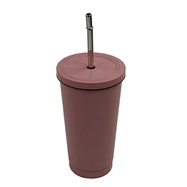 Promotional double wall vacuum stainless steel coffee cups with metal straw