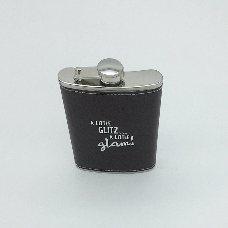 Wholesale 8oz Stainless Steel Leather Hip Flasks with Customized Logo