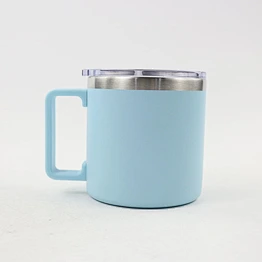 Hibour 14 oz vacuum Insulated stainless steel travel mug double wall coffee mug with plastic handle
