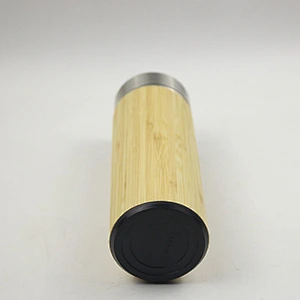 Double Wall Stainless Steel Bamboo Coffee Cup Thermos Bottle