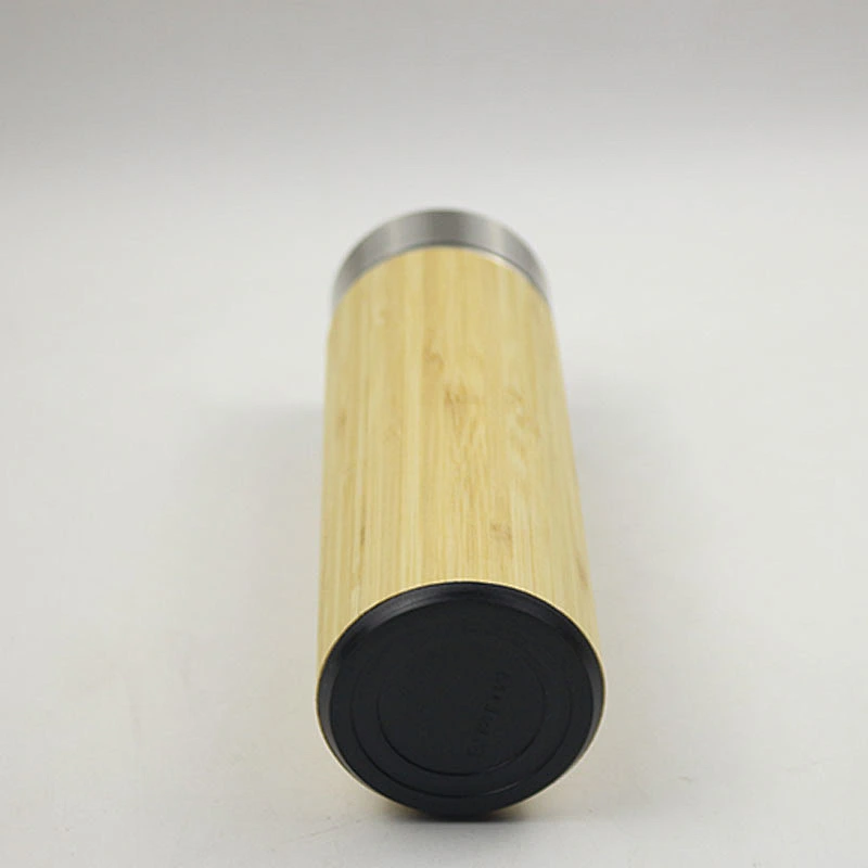 Double Wall Stainless Steel Bamboo Coffee Cup Thermos Bottle