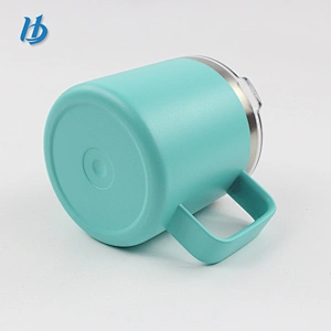 Elegant and colorful travel mugs,stainless steel small double wall glass mug with handle and lid