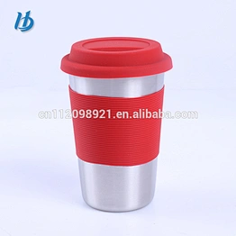 China manufacturer new design bpa free 18/8 stainless steel 16oz tall coffee mug with silicone lid