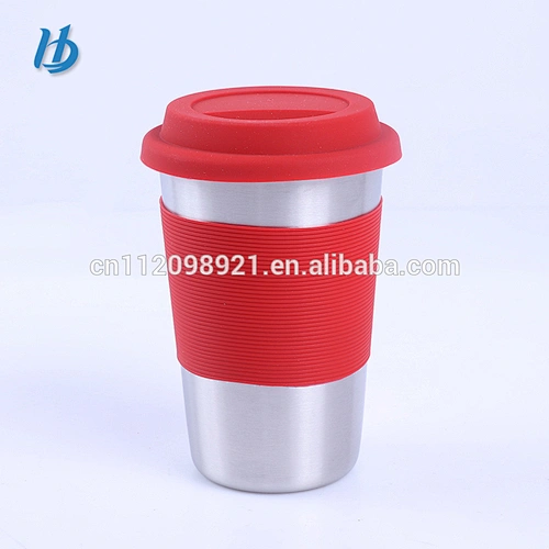 China manufacturer new design bpa free 18/8 stainless steel 16oz tall coffee mug with silicone lid
