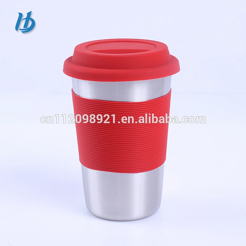 China manufacturer new design bpa free 18/8 stainless steel 16oz tall coffee mug with silicone lid