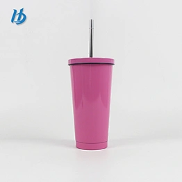 Food grade stainless steel straw cup,16oz straw tumbler with lid and straw