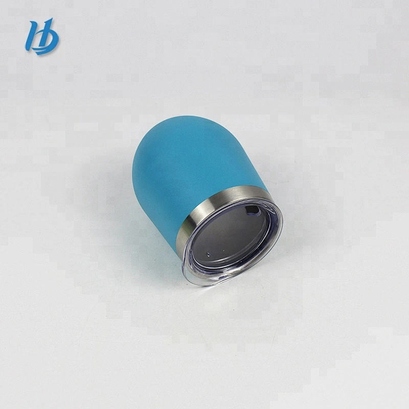 Portable powder coated egg shape wine cups BPA free 12 oz stainless steel insulated stemless wine glass tumbler