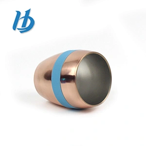 Fashion design electroplated colored personalized 304 stainless steel wine glass with silicone ring