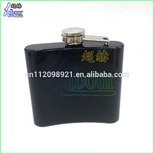 Manufacture classical black spray-paint stainless steel hip flask with custom logo