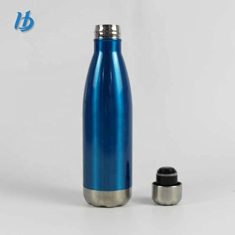 Double layer stainless steel vacuum bottle coke shaped bottle stemless portable sport vacuum bottle