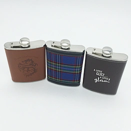 Wholesale 8oz Stainless Steel Leather Hip Flasks with Customized Logo