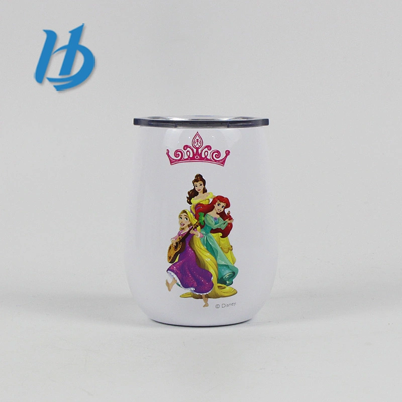 Factory sale 9 oz 304 stainless steel stemless wine glass with painting