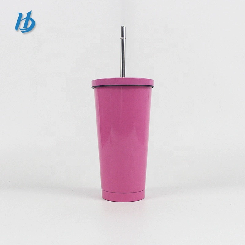 Hot sale fashion16oz BPA free double wall stainless steel insulated coffee mug cups with straw