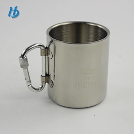 300ml Portable Camping Hiking Stainless Steel Foldable  beer or Coffee Mug with handle