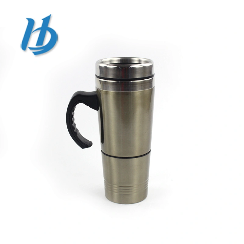 Best quality stainless steel two layers auto mug with handle