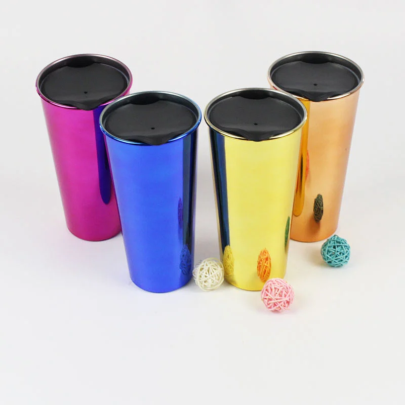 16oz Double Wall Stainless Steel Electroplated Reusable Coffee Mug Juice Glass