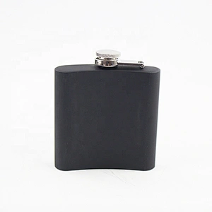 18/8 FDA 6oz Black matte spray paint hip flask with customized logo