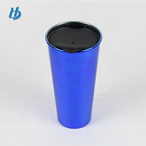Electroplated coffee travel mug,500ml double wall beer mug with handle