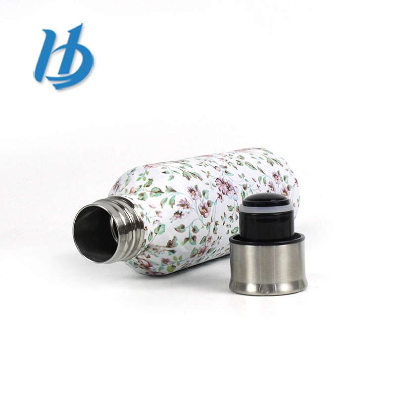 Hibour Low Price stainless steel vacuum insulated drinking bottle with pattern