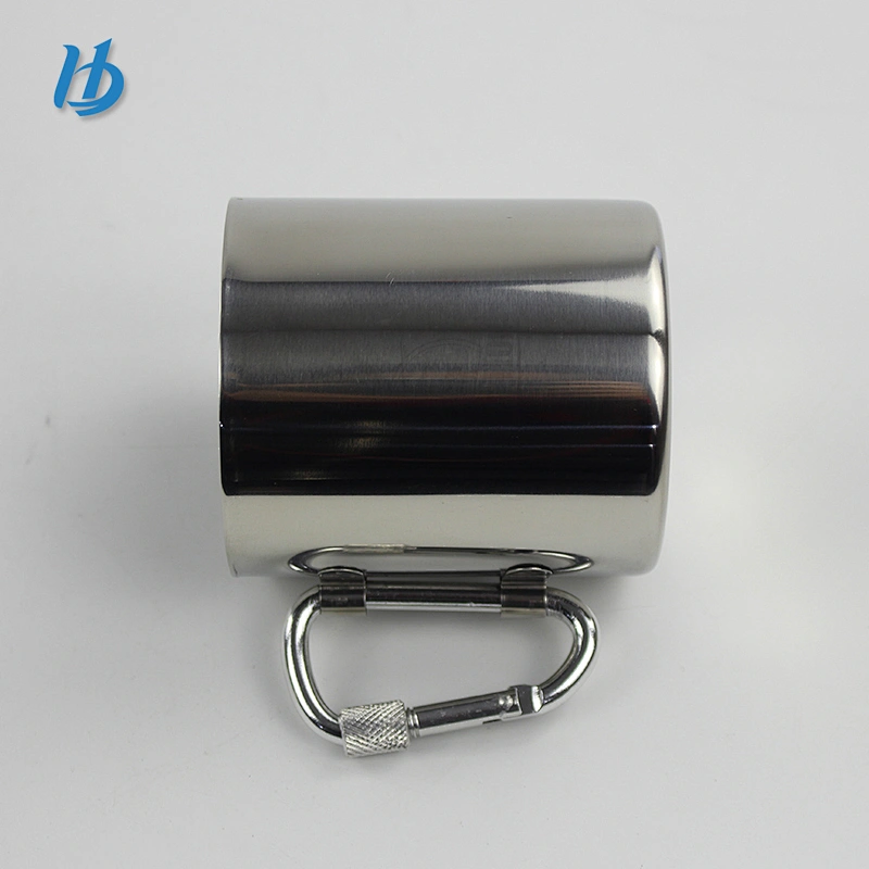 Factory Single Wall Ege Curl Staight Stainless Steel Water Cup/Coffee Mug with Mountaineering Buckle Handle