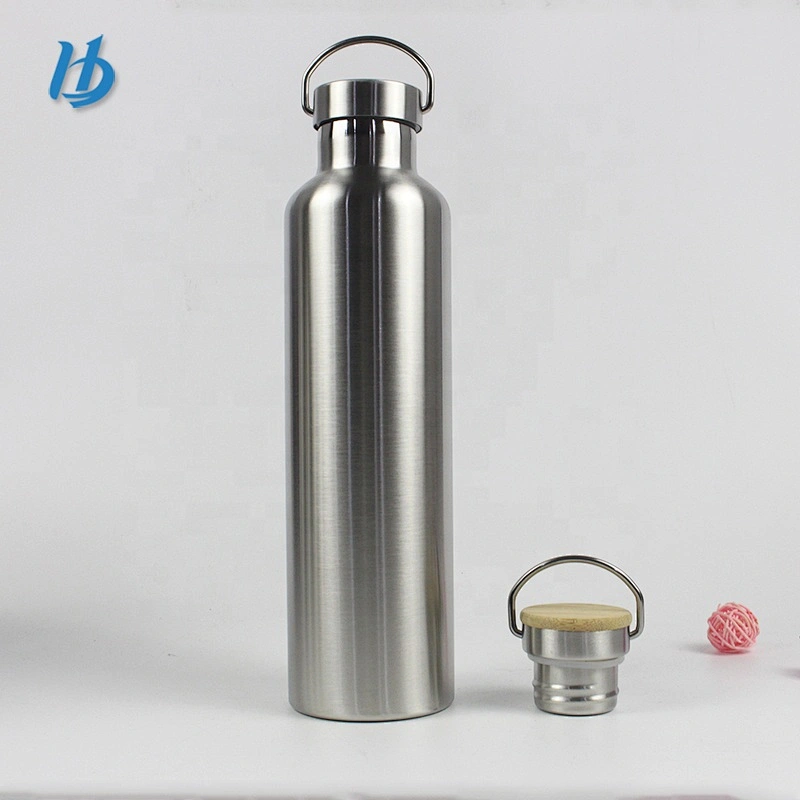 Hot selling sport style double wall stainless steel insulation camping vacuum flasks with metal cap for portable