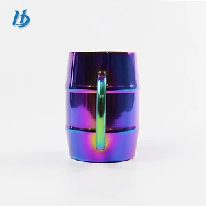 Made in China double wall drum shape stainless steel beer cup and big belly copper plated mugs with wide bottom copper tumblers