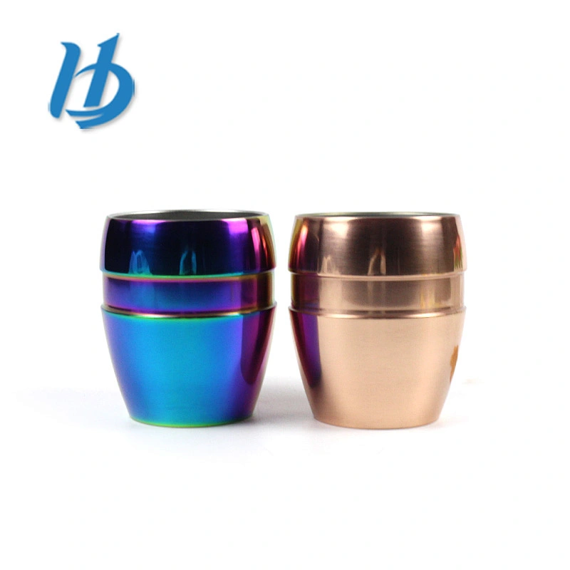 Fashion design electroplated colored personalized 304 stainless steel wine glass with silicone ring