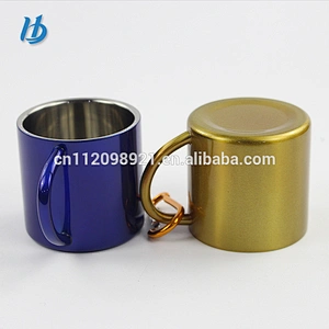 Professional factory manufacture unbreakable 220ml 18/8 stainless steel coffee mugs the portable cup with metal handle