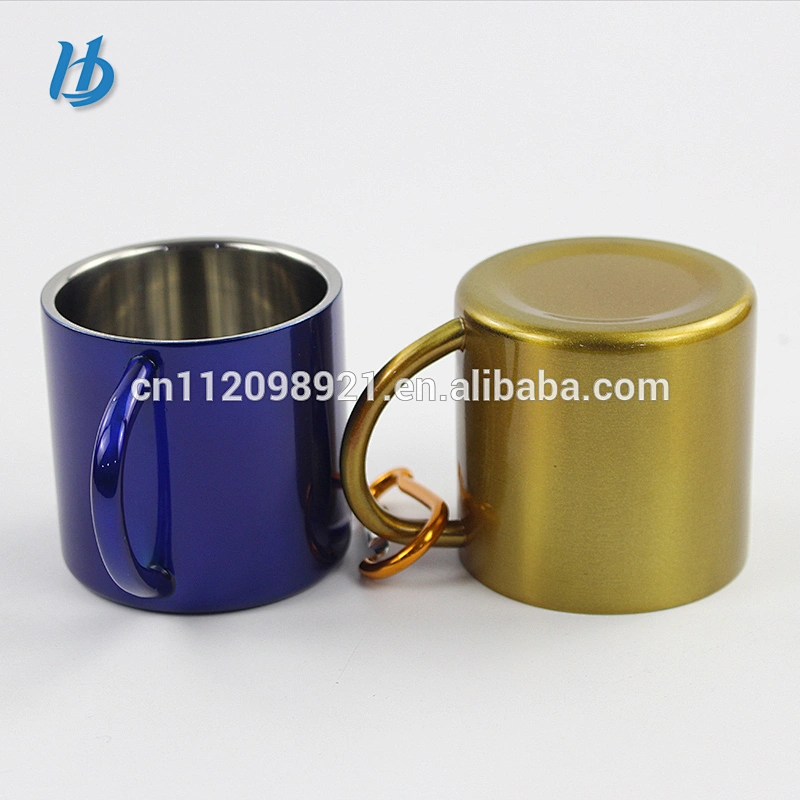 Professional factory manufacture unbreakable 220ml 18/8 stainless steel coffee mugs the portable cup with metal handle