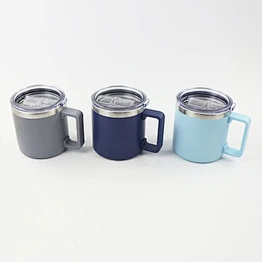 14oz Double Wall S/S Thermal Coffee Milk Mug  with Plastic Handle