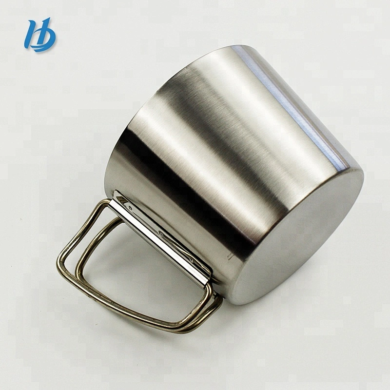 Wholesale metal travel mug cup,stainless steel coffee mug with two handle