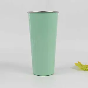 16oz Stainless Steel Double Wall Spray Painted Coffee Mug Juice Glass with Lid
